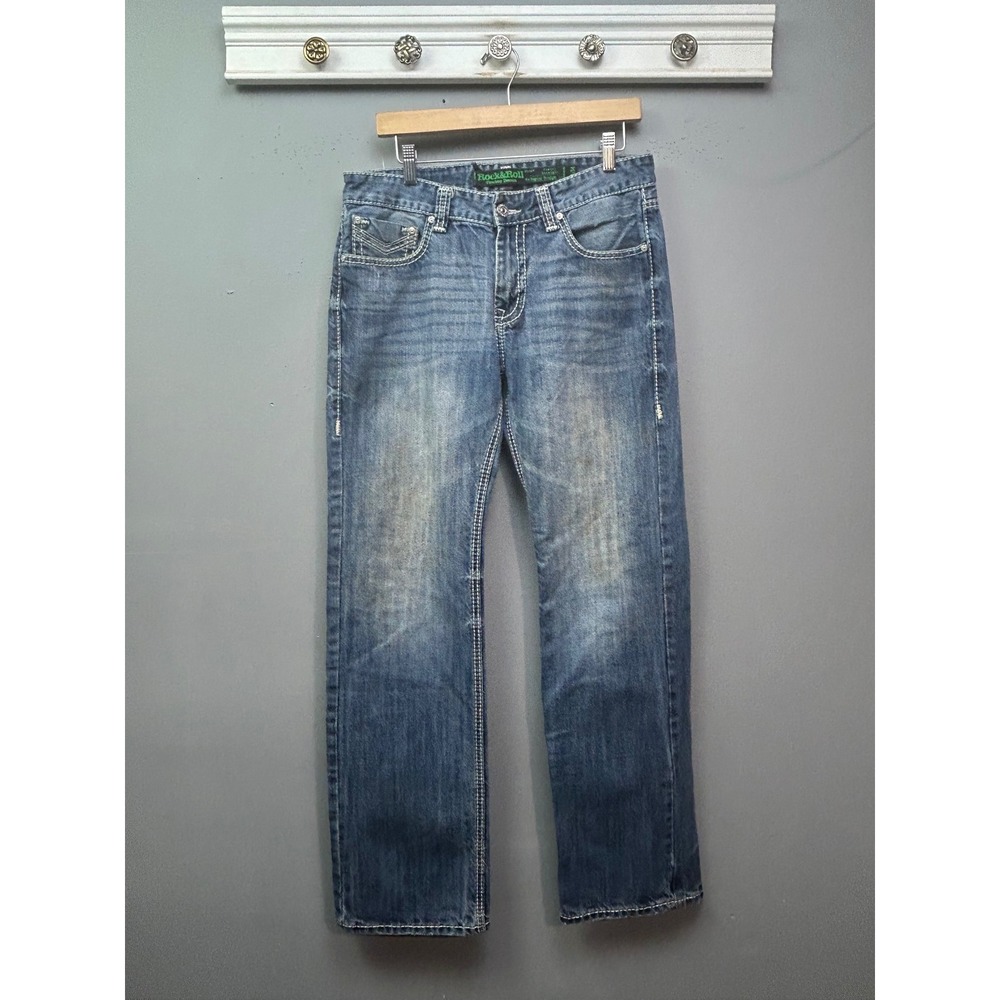 Rock & Roll Cowboy Jeans Mens 32x34 Blue Pistol Straight‎ Regular Fit M1P-6645